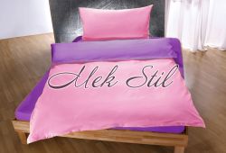 Двулицево спално бельо за единично легло - лилаво и розово